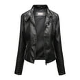 thumbnail image 1 of Busydd Women's Leather Jackets Classic Zip Up Lapel Faux Leather Moto Biker Coat Solid Color Long Sleeve Winter Coats Plus Size Leather Jackets with Pockets M-3XL, 1 of 8