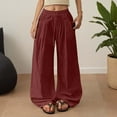 thumbnail image 1 of Busydd Women's Pants Comfortable Baggy Solid Color Pants for Women Casual Elastic Waist Drawstring Wide Leg Pants Woman Trousers with Pockets M, 1 of 8