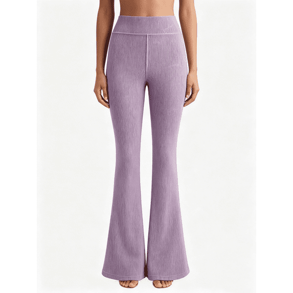 Busydd Women's Pants Fashion Solid Color Knit Ribbed Flare Yoga Pants Women Comfortable Stretchy Casual Pants for Women