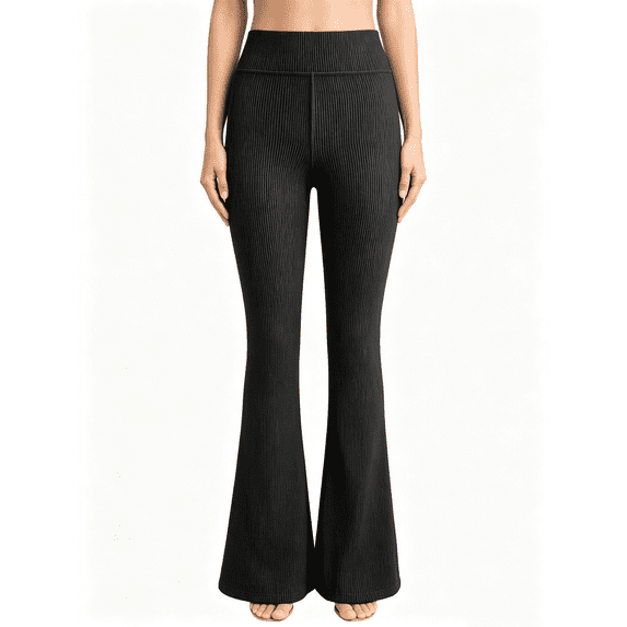 Busydd Women's Pants Fashion Solid Color Knit Ribbed Flare Yoga Pants Women Comfortable Stretchy Casual Pants for Women