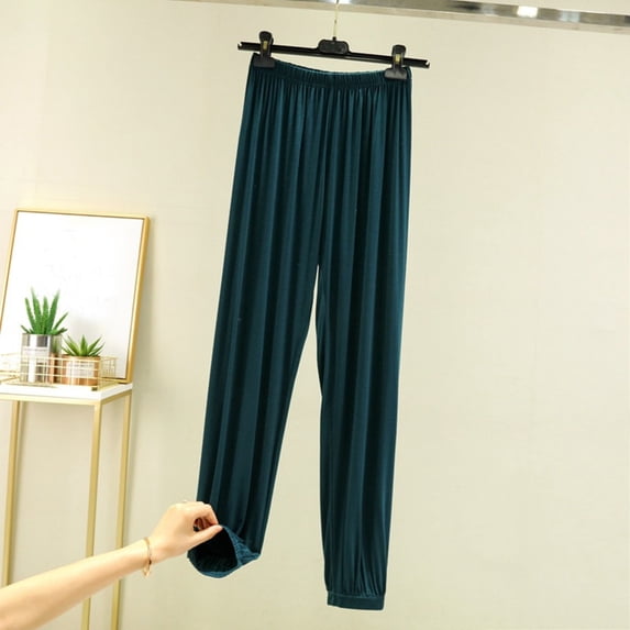 Busydd Women's Pants Solid Color Elastic Waist Pajamas Pants Casual Comfortable Soft Sleep Pants M
