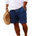thumbnail image 1 of Busydd Men's Shorts Trendy Solid Color Knee Length Denim Look Summer Shorts Comfortable Drawstring Elastic Waist Casual Shorts with Pockets M, 1 of 7