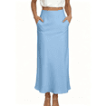 thumbnail image 1 of Busydd Women's Satin Skirts with Pockets Trendy Comfortable Maxi Skirts for Women Casual Solid Color Long Skirts XL, 1 of 7