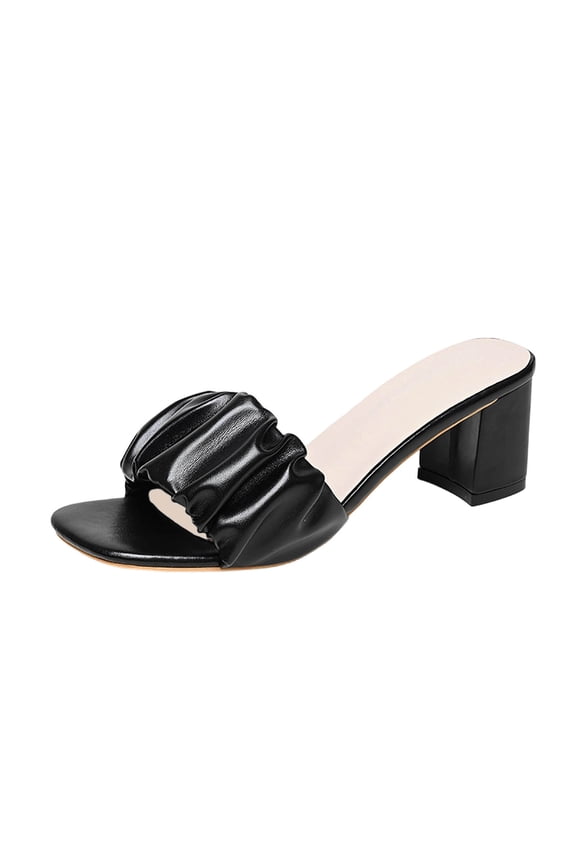 Women's Shoes Fashion Block Heel Open Toe Slides for Women Casual Versatile Dress Shoes for Women 8.5