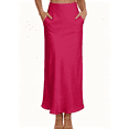 thumbnail image 1 of Busydd Women's Satin Skirts with Pockets Trendy Comfortable Maxi Skirts for Women Casual Solid Color Long Skirts S, 1 of 7