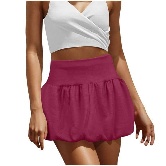 Busydd Women's Skirts Trendy Solid Color Mini Skirt Casual Summer Short Skirts for Women M