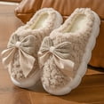 thumbnail image 1 of Busydd Women's Slippers Cozy Casual Solid Color Closed Toe Fuzzy Slippers Trendy Outdoor Warm Winter Slippers for Women 6.5-7, 1 of 4