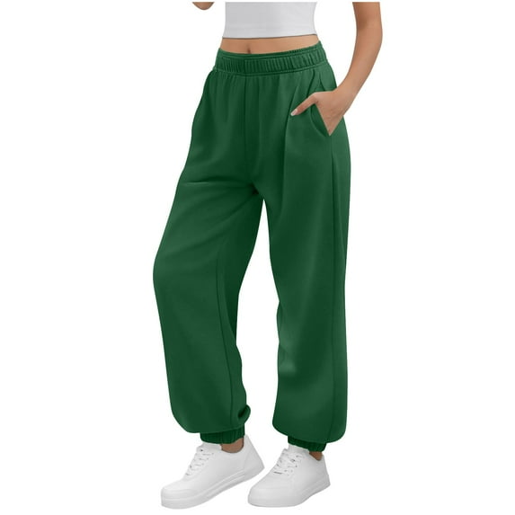 Busydd Women's Sweatpants Solid Color Elastic Waist Women's Pants Casual Baggy Comfy Women's Athletic Pants with Pockets XL