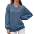thumbnail image 1 of Busydd Women's Sweatshirts Fall Fashion V Neck Long Sleeve Shirts for Women Casual Loose Solid Color Sweatshirt for Women S, 1 of 5