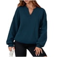 thumbnail image 1 of Busydd Women's Sweatshirts Fashion V Neck Fall Sweatshirt for Women Casual Comfortable Loose Solid Color Long Sleeve Tops for Women L, 1 of 4
