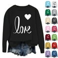 thumbnail image 1 of Busydd Women's Sweatshirts Trendy Love Heart Print Womens Tops Loose Comfy Crewneck Women's Long Sleeve Tops S, 1 of 5