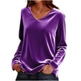thumbnail image 1 of Busydd Women's Tops Trendy V Neck Womens Long Sleeve Shirts Casual Solid Color Tshirts Shirts for Women M, 1 of 7