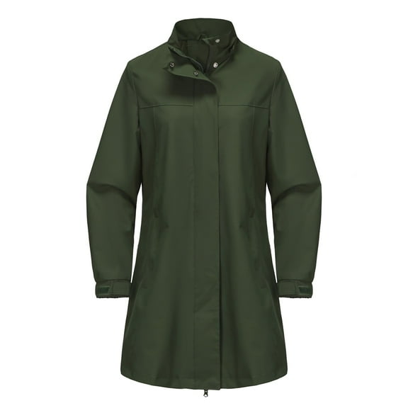 Busydd Women's Trench Coats Solid Color Zip Up Button Long Rain Coats Detachable Hooded Windproof Trench Coats Plus Size Rain Jacket Womens Fall Jackets S-3XL