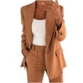 thumbnail image 1 of Busydd Women's Two Piece Outfits Solid Color Long Sleeve Button Suit Blazer Jacket Wide Leg Pants Matching Set with Pockets Business Work Casual Suit Sets Plus Size S-5XL, 1 of 3