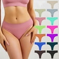 thumbnail image 1 of Busydd Women's Underwear Mid Rise Thong Panties for Women Stretch Seamless Underwear for Women No Show Soft Ribbed Briefs, 1 of 5