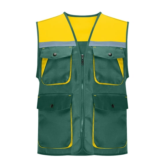 Busydd Women's Vest Fashion Colorblock Patchwork Fishing Vest Casual Sleeveless Cargo Hiking Vest with Pockets 4XL