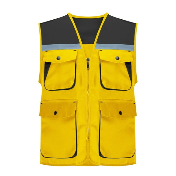 Busydd Women's Vest Fashion Colorblock Patchwork Fishing Vest Casual Sleeveless Cargo Hiking Vest with Pockets L