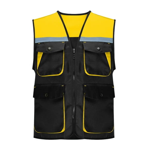 Busydd Women's Vest Fashion Colorblock Patchwork Fishing Vest Casual Sleeveless Cargo Hiking Vest with Pockets M