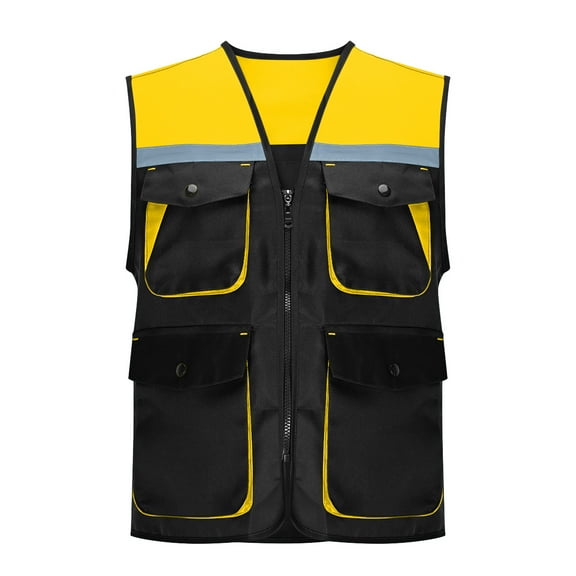 Busydd Women's Vest Fashion Colorblock Patchwork Fishing Vest Casual Sleeveless Cargo Hiking Vest with Pockets M