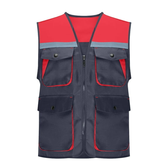 Busydd Women's Vest Fashion Colorblock Patchwork Fishing Vest Casual Sleeveless Cargo Hiking Vest with Pockets XL