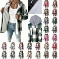 thumbnail image 1 of Busydd Women's Winter Coats Trendy Long Sleeve Plaid Warming Jacket Casual Comfortable Button Hoodies for Women with Pocket S, 1 of 7