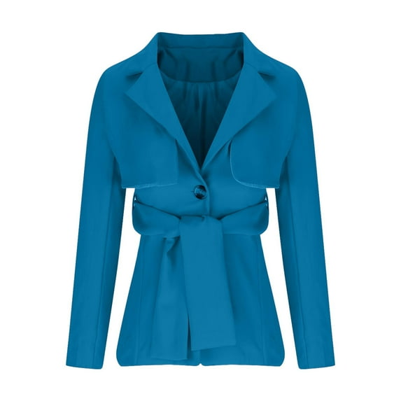 Busydd Womens Blazer Solid Color Suit Blazers for Women Business Casual Waist Tie One Button Blazer Jacket Fashion Formal Suit Jackets Long Sleeve Fall Jackets for Women S-3XL