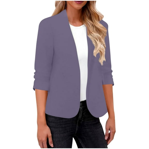 Busydd Womens Blazer Trendy Solid Color Open Front Suit Jackets for Women Long Sleeve Blazers for Women Comfy Womens Business Casual Clothing