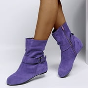 Busydd Womens Booties Vintage Inner Heightenin Low Heels Ankle Boots for Women Casaul Round Toe Booties for Women 9