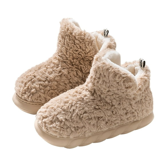 Busydd Womens Boots Fashion Warm Fuzzy Snow Boots Casual Solid Color Indoor Ankle Boots Cozy Outdoor Slip-on Winter Boots for Women
