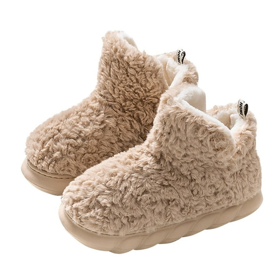Busydd Womens Boots Fashion Warm Fuzzy Snow Boots Casual Solid Color Indoor Ankle Boots Cozy Outdoor Slip-on Winter Boots for Women
