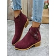 thumbnail image 1 of Busydd Womens Boots Solid Color Chunky Heel Ankle Boots Comfortable Buckle Strap and Side Zipper Booties for Women 36, 1 of 9