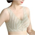 thumbnail image 1 of Busydd Womens Bras High Support V Neck Sports Bra Full Figure Seamless Bralettes for Women No Underwire Solid Color Front Closure Bralettes Texture Comfort Everyday Underwear Plus Size Bras, 1 of 6