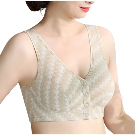 Busydd Womens Bras High Support V Neck Sports Bra Full Figure Seamless Bralettes for Women No Underwire Solid Color Front Closure Bralettes Texture Comfort Everyday Underwear Plus Size Bras