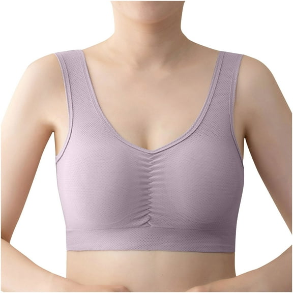 Busydd Womens Bras Solid Color Push Up Bras for Women No Underwire Pleated Seamless Bras Wide Strap Breathable Wireless Bra Full Figure Everyday Bralettes Plus Size Underwear