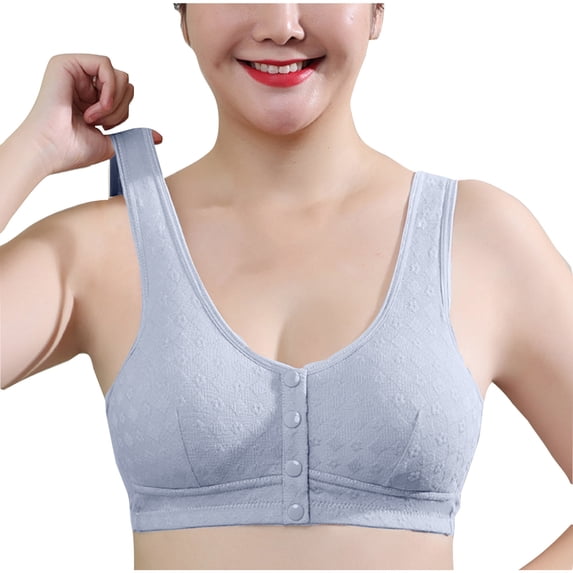 Busydd Womens Bras Solid Color Seamless Wireless Bras for Women No Underwire Round Neck Textured Front Closure Bras Full Figure Everyday Bra Plus Size Bras for Women