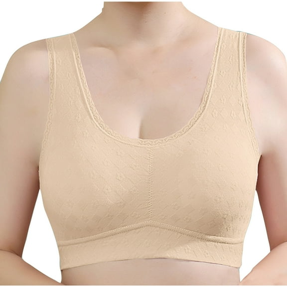 Busydd Womens Bras Solid Color Seamless Wireless Bras for Women No Underwire Round Neck Textured Push Up Bra Full Figure Light Padded Everyday Bralettes Plus Size Bras for Women