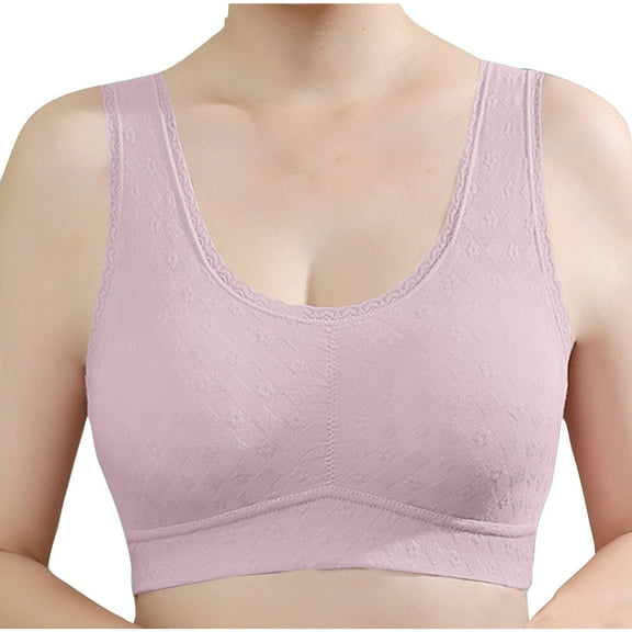 Busydd Womens Bras Solid Color Seamless Wireless Bras for Women No Underwire Round Neck Textured Push Up Bra Full Figure Light Padded Everyday Bralettes Plus Size Bras for Women