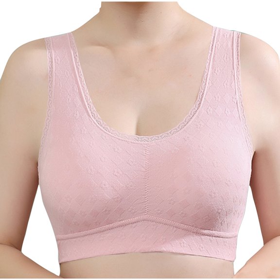Busydd Womens Bras Solid Color Seamless Wireless Bras for Women No Underwire Round Neck Textured Push Up Bra Full Figure Light Padded Everyday Bralettes Plus Size Bras for Women