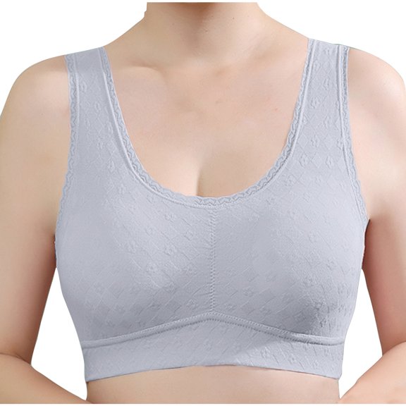 Busydd Womens Bras Solid Color Seamless Wireless Bras for Women No Underwire Round Neck Textured Push Up Bra Full Figure Light Padded Everyday Bralettes Plus Size Bras for Women
