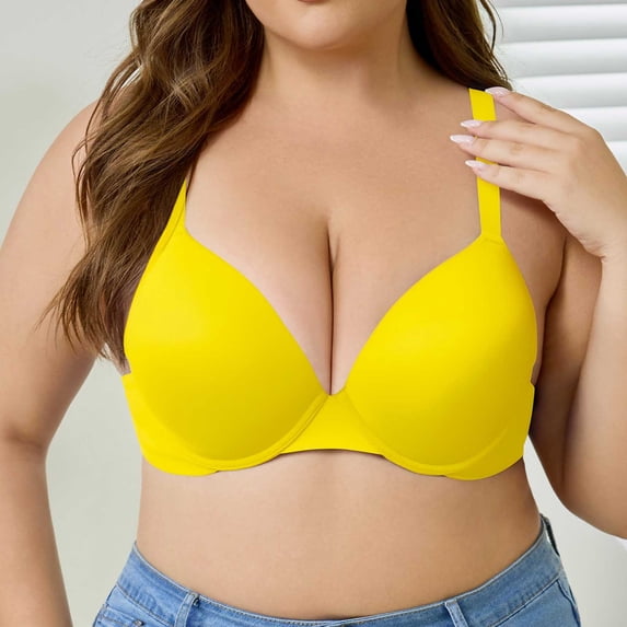 Busydd Womens Bras with Underwire High Support Lift Push up Bra Oversized Solid Color Everyday T Shirt Bra 2XL
