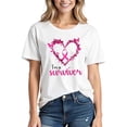 thumbnail image 1 of Busydd Womens Breast Cancer Shirts Inspirational Pink Ribbon Graphic Tees for Women Casual Versatile Cotton Crewneck Short Sleeve Summer Tops S, 1 of 3