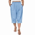 thumbnail image 1 of Busydd Womens Capri Pants with Pockets Loose Solid Color Casual Pants Comfy Elastic Waist Pants for Women XL, 1 of 9