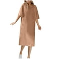 thumbnail image 1 of Busydd Womens Dress Round Neck 1/2 Sleeve Spring Summer Dresses Solid Color Loose Midi Dress Trendy Casual T-Shirt Sundress, 1 of 6