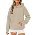 thumbnail image 1 of Busydd Womens Hooded Sweatshirt Half Hood Half Holy Sweatshirt Ribbed Long Sleeve Shirts for Women Fall Fashion Solid Color Basic Hoodie Casual Loose Pullover Tops with Pockets, 1 of 9