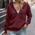 thumbnail image 1 of Busydd Womens Hoodies Casual Loose Solid Color Zip up Hoodie Fashion Comfortable Solid Color Jackets for Women Fall Hooded Sweatshirts with Pockets XL, 1 of 9