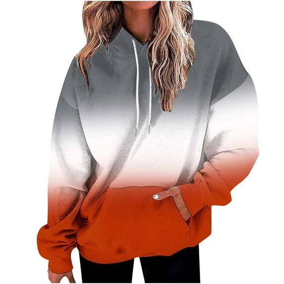 Busydd Womens Hoodies Colorblock Patchwork Hooded Sweatshirts Long Sleeve Shirts for Women Casual Loose Drawstring Oversized Hoodie Pullover Tops Fashion Fall Clothes with Pocket
