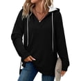 thumbnail image 1 of Busydd Womens Hoodies Fashion Solid Color Long Sleeve Tops for Women Casual Comfy Slit Hoodies for Women with Pocket and Drawstring L, 1 of 7