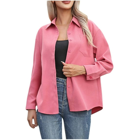 Busydd Womens Long Sleeve Shirt Turndown Collar Button Down Shirts Fashion Solid Color Formal Dress Shirts Casual Lightweight Fall Tops Blouses with Chest Pocket