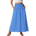 thumbnail image 1 of Busydd Womens Maxi Skirt Fashionable Breathable Elastic Waist Long Skirt Casual Solid Color Summer Skirts with Pockets S, 1 of 7