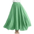 thumbnail image 1 of Busydd Womens Maxi Skirt Trendy Elastic Waist Boho Long Skirts for Women Casual Vacation Solid Color Womens Skirts Flowy A-Line Ankle-Length Summer Skirts Free Size: Waist: 25.20-37.01'', 1 of 6
